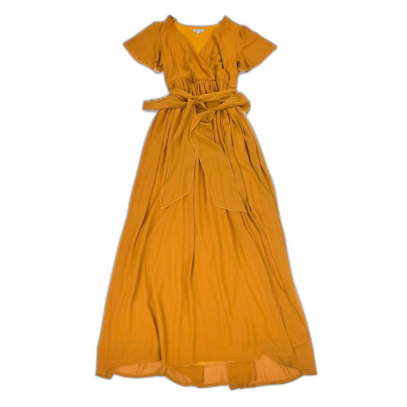 BALTIC BORN Kristina Maxi Dress Saffron Wrap Romantic Bridesmaid Minimal Boho - Picture 1 of 8